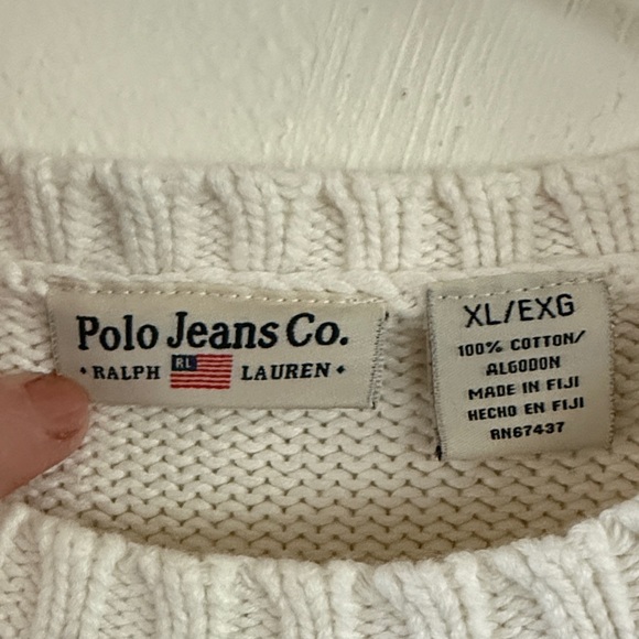Vintage Polo by Ralph Lauren White Sweater with Flag Design - Picture 2 of 8